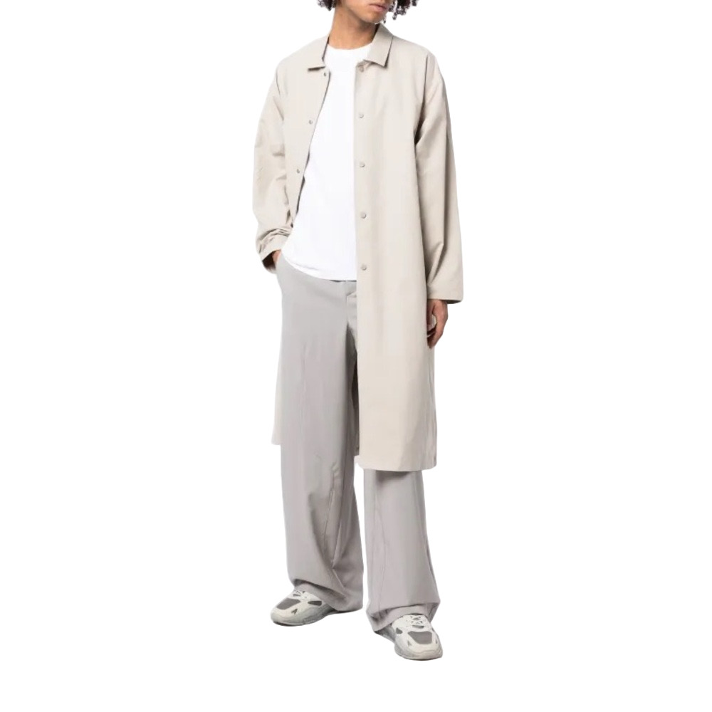 Feat of God ESSENTIALS Cream Cotton Blend Long Mid Length Trench Coat Size Large